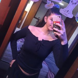 Long sleeve off the shoulder top
